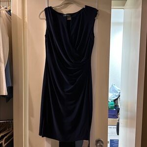 Ralph Lauren Elegant Navy Blue Sleeveless Stretch Dress